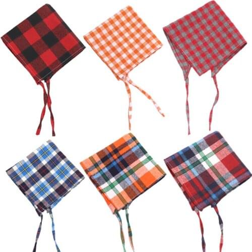 Wholesale Pet Dog Grooming Accessories 50/100xDog Accessories Plaid Cotton Puppy Dog Bandana Scarf adjustable Dog Bandana Bibs