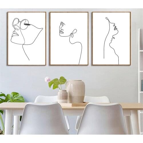 Abstract Lady Face Canvas Prints One Line Drawing Wall Art Painting Woman Body Poster Minimalist Print Picture Living Room Decor