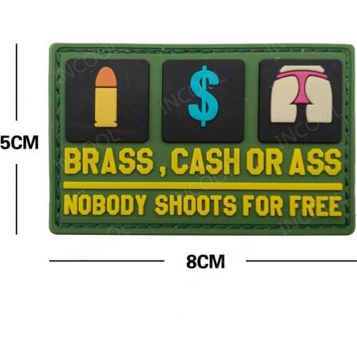 Nobody Shoots for Free Funny Letter Rubber Patches 3D PVC Tactical Army Military Patch Appliques Badges For Clothes Caps