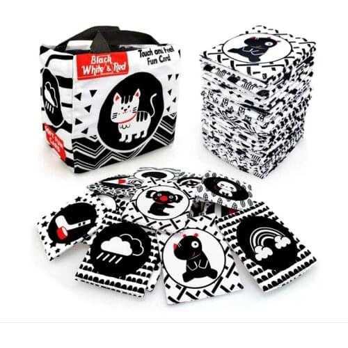Black White Soft Flash Cards with Cloth Storage Bag Baby Non Toxic Fabric Contrast Visual Stimulation Sensory Montessori Toys