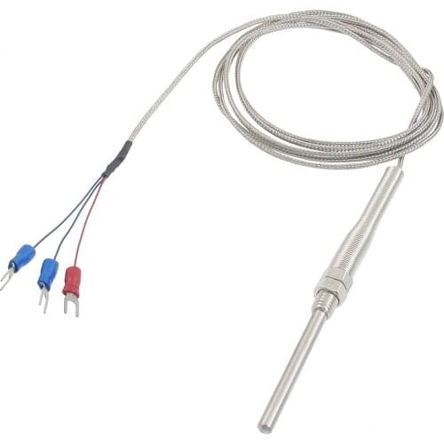 0-400C PT100 Type 5mm x 50mm Temperature Controller Thermocouple Probe 2 Meters