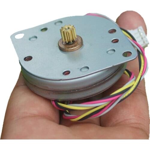 44MM Two Phase Four Wire Ultra-thin Stepper Motor, 10-Copper Gear, 0.5 Modulus DC 12V 3.6 Degree Stepper Motor Shaft Dia 1.5MM