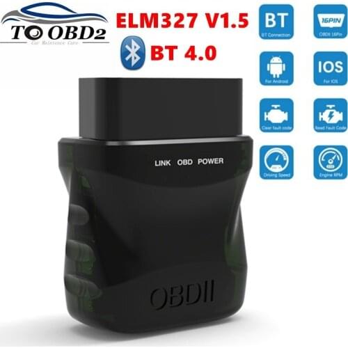 ELM327 V1.5 OBD2 Scanner Bluetooth 4.0 V015-1 OBD 2 Car Diagnostic Reader for IOS/Android/PC V015 ELM 327 BT4.0 ST Chip Scanner