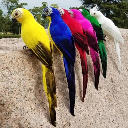 Artificial Parrot Realistic Simulation Feather Birds Figurines Garden Ornaments Yard Statue Sculpture for Home Party Decoration