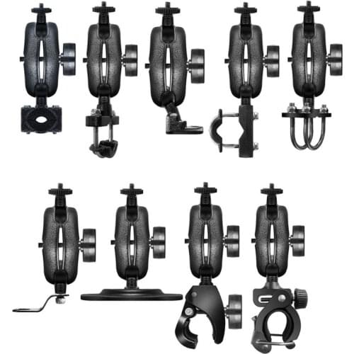 1Set Motorcycle Handlebar Bike Mount Base Claw Clamp with 1 inch Rubber Ball Double Socket Arm for Gopro Camera