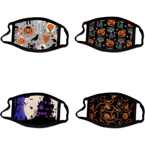 Halloween Ice Silk Printed Mask Breathable Spoof Bacteria Filter Mask Reusable Face Mask Gift Halloween Decoration