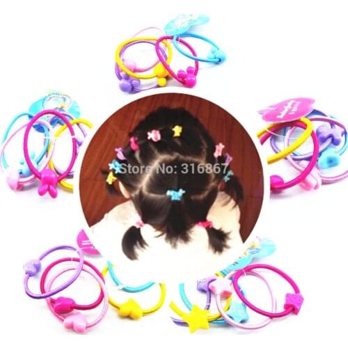 50 assorted Girls cute Kids Elastic Hair Bands hair elastic Cartoon Bows elastic Boutique Bobbles Bows Boutique