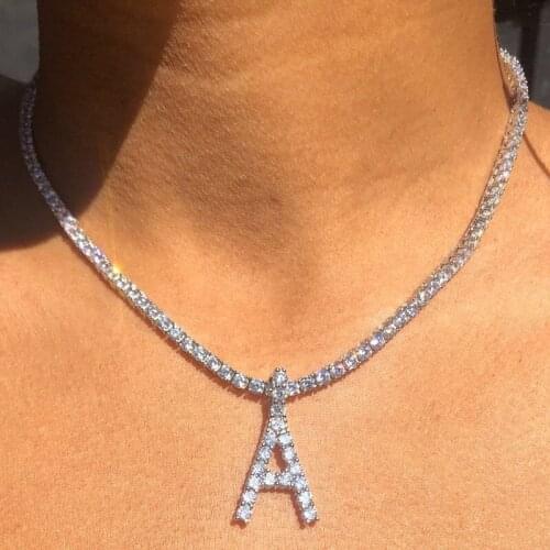 Fashion Women Crystal Letter A Pendant Necklace for Women Rhinestone Chain Clavicle Necklace Party Jewelry Gifts