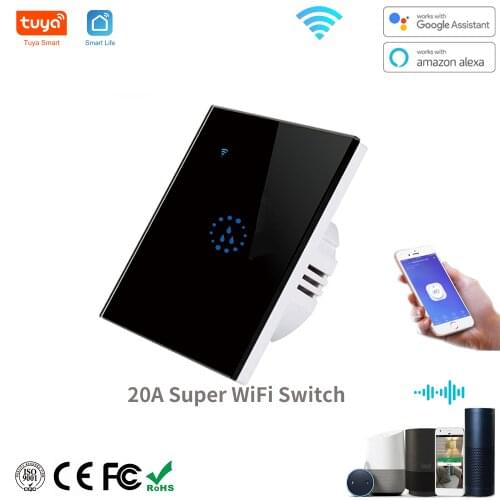 Tuya WiFi Boiler Switch Water Heater Touch Wall Panel for Smart Home APP Remote Control EU Standard Work with Alexa Google Home