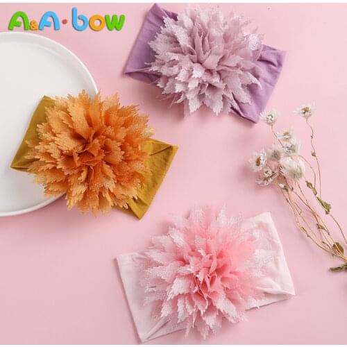 Vintage Big Daisy Headband Soft Nylon Baby Girl Headband Flower Head Wrap Elastic Turban for kids Lovely Baby Hair Accessories