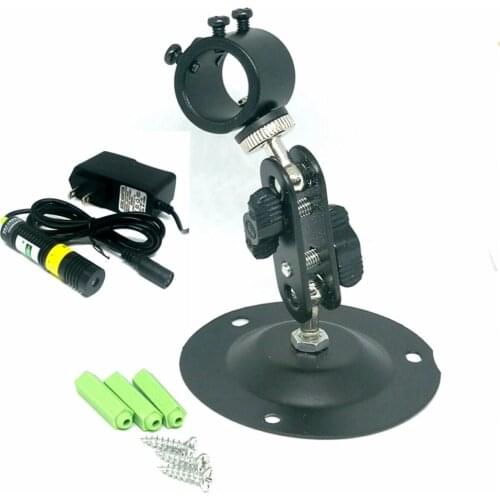 Adjustable 405nm 300mW Laser Diode Module 16x68mm High Power Light w 5V Adapter & Flexible Holder