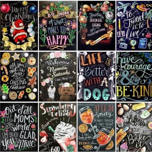 RUOPOTY Blackboard drawing DIY Abstract Painting By Numbers Kits Paint By Numbers kits Frame Hand Painting On Canvas Home Decor