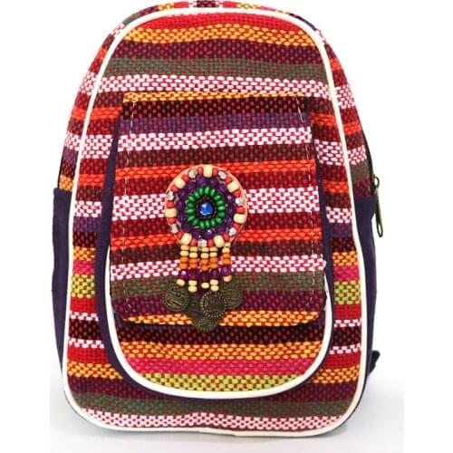 2021 Newest Arrival Women Ethnic Embroidery Canvas Backpack Ladies Female Universal Outdoor Large Capacity Travel Casual Bags
