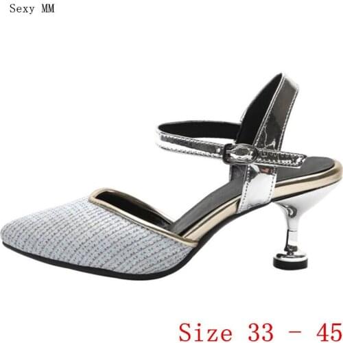 Slingbacks High Heels Women Pumps High Heel Shoes Stiletto Woman Wedding Shoes Small Plus Size 33 - 40 41 42 43 44 45