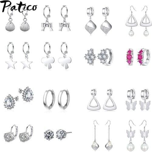 925 Sterling Silver Fashion Statement Earrings For Women Girls Butterfly Design Trendy Jewelry Wholesale 4 Pairs Lots