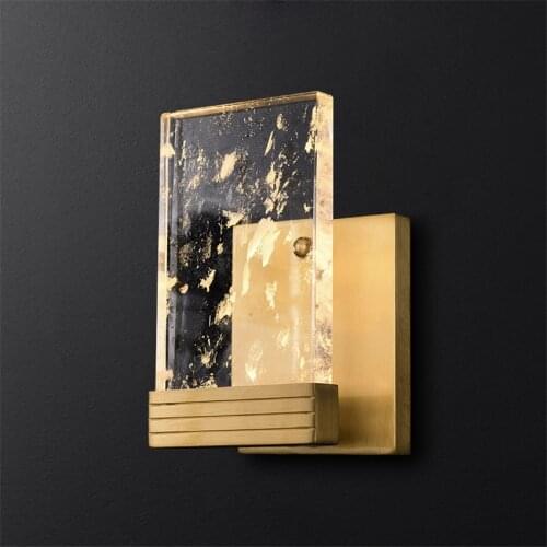 Modern Luxury Wall Lamps Bedroom Crystal Large Block Copper American Retro Living Room Hotel Aisle Sconces Wall Lights Lighting
