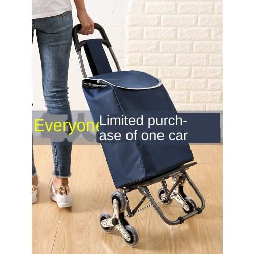 Shopping cart Folding cart Trailer trolley portable household elderly goods small cart to climb the stairs