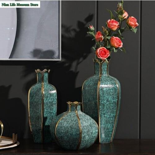 Nordic vase decoration for home ceramic gilt indoor hydroponic flower pot decorative modern living room decoration accessories