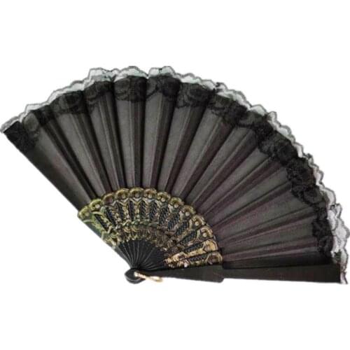 NEW Folding Fan Dance Wedding Party Lace Silk Fan Chinese Style Folding Hand Held Photo Props Ancient Accessories Handicrafts