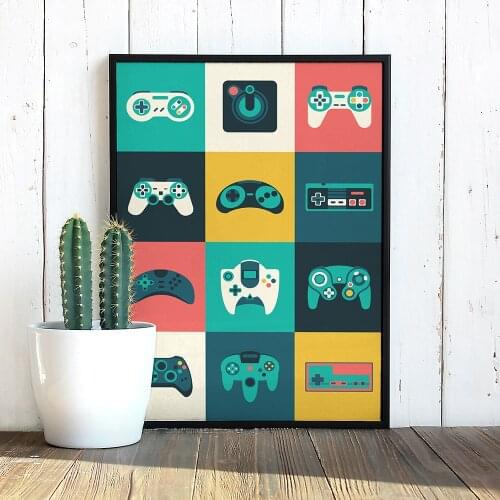 Vintage Videogames Boys Game Poster Print Gamepad Illustration Game Wall Art Picture Canvas Painting for Kids Room Home Decor