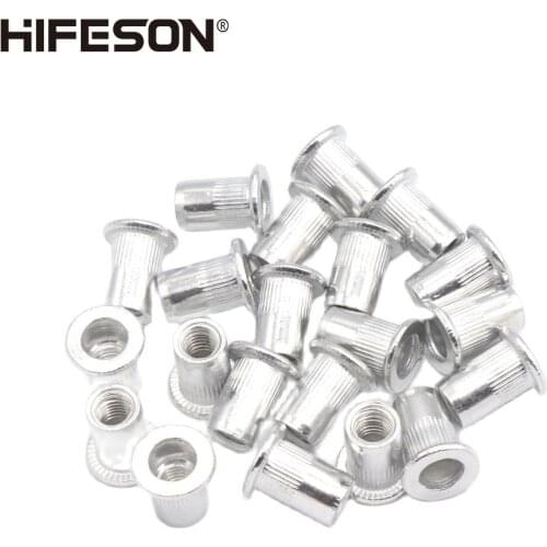 20 pcs/lot Aluminum Alloy Rivets Nuts Insert Flat Head Threaded Nut sert Cap for Riveter Riveting Nut Gun Tools