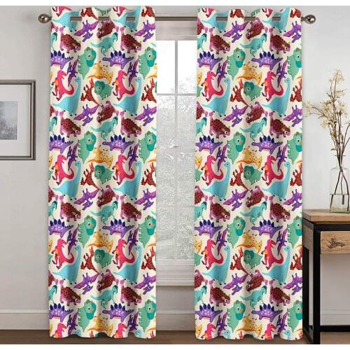 3D Cartoon Plant Animal Printing Adult Children Bedroom Living Room Curtain Waterproof Fabric Custom Hook Decorative Curtain