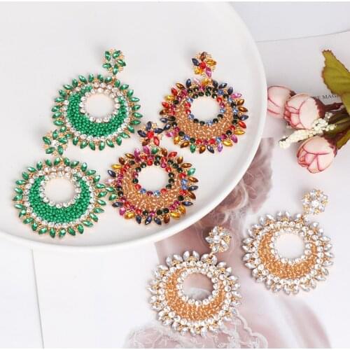 Wholesale JUJIA High Quality Rhinestone Big Dangle Earrings For Women Jewelry Vintage Maxi Collection Earrings Accessories