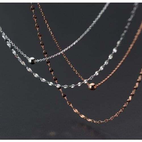 925 Sterling Silver Double Layer Summer Choker Necklace Women A2577