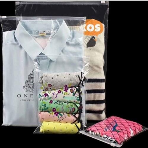 10pcs hotsale clear abrasive zipper opp bags inner garment packaging bags PE self-sealing plastic bag socks garment zipper bags