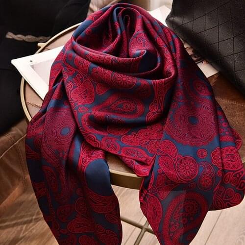 100% Silk Scarf Women Printing Design Classic Large Square 135*135cm Handmade Hemming Elegant Scarves Neckerchief New Fashion