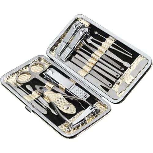 19Pcs/Set Pedicure Manicure Kit Nail Clippers Cleaner Cuticle Grooming Tools SANA889