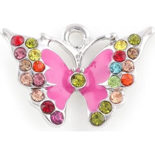 20PCS Multicolor Crystal Alloy Women Bracelets Charms Pendant Silver Color Statement Necklace Accessories