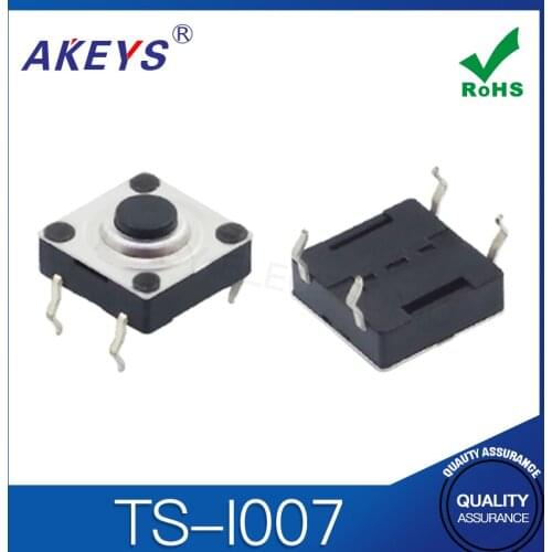 20PCS TS-I007 Tactile Switch 10*10 4 Pin DIP Type Tact Switch Pressure Control Switch Black Button