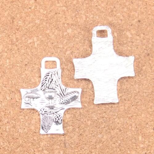 6pcs Charms cross ocean lobster 34x26mm Antique Pendants,Vintage Tibetan Silver Jewelry,DIY for bracelet necklace