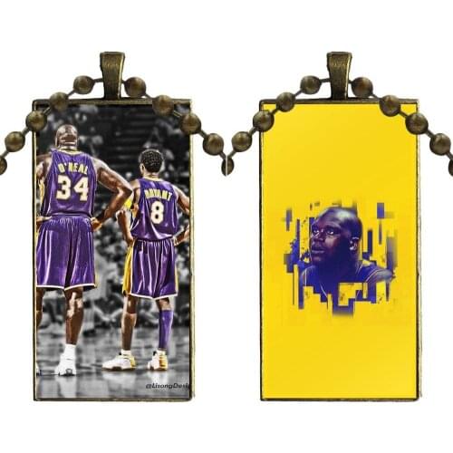 Glass Cabochon Jewelry Bronze Color With Long Pendant Choker Rectangle Necklace For Girls Wholesale Baskeballer Shaquille O'neal