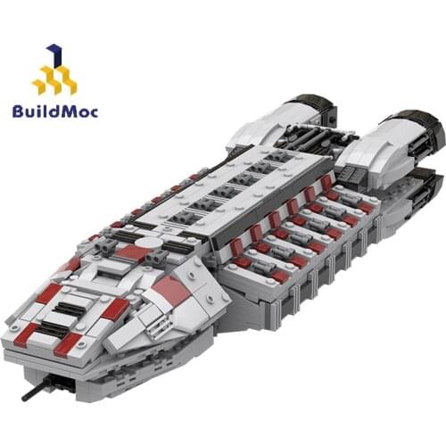 BuildMoc WW2 Tank Weapon Battlestar Galactica Minotaur Gunship Modular Building Block MOC Military Model Bricks Toy For Children