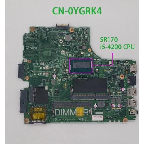 CN-0YGRK4 0YGRK4 YGRK4 w SR170 i5-4200 CPU 12307-1 for Dell Inspiron 3437 5437 Laptop NoteBook PC Motherboard Mainboard