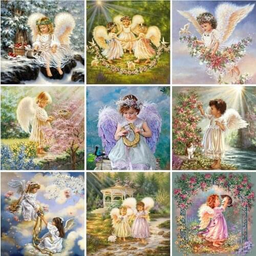 Evershine Diamond Painting Angel Cross Stitch 5D DIY Embroidery Girl Rhinestone Pictures Mosaic Full Layout Needlework Crafts