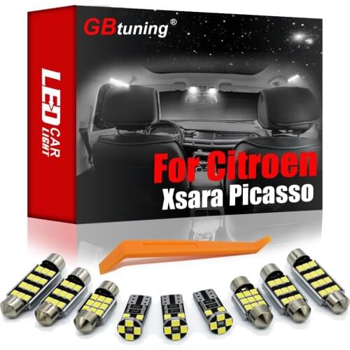 GBtuning 10PCS For Citroen XSARA PICASSO (1997-2017 2018) Error Free Vehicle LED Interior Dome Indoor Lamp Accessories Light Kit