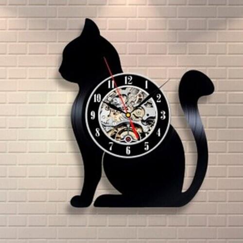 Creative CD Vinyl Record Wall Clock Modern Design Animal Dog Cat Horse Wall Watch Classic Clock Relogio Parede 2019 New Hot Sale