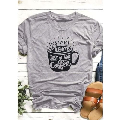 Mom Loves Coffee T-Shirt Tee kawaii funny graphic heart mother days 90s women fashion grunge harajuku tumblr quote top-K964