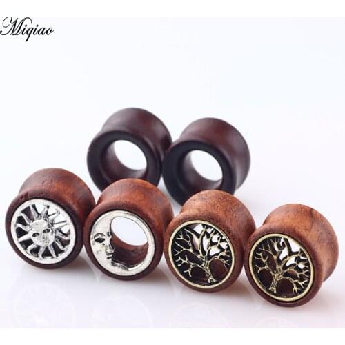 Miqiao 1 Set EAR TUNNEL Rosewood Auricle Hollow Wood Ear Amplifying Set Piercing Jewelry