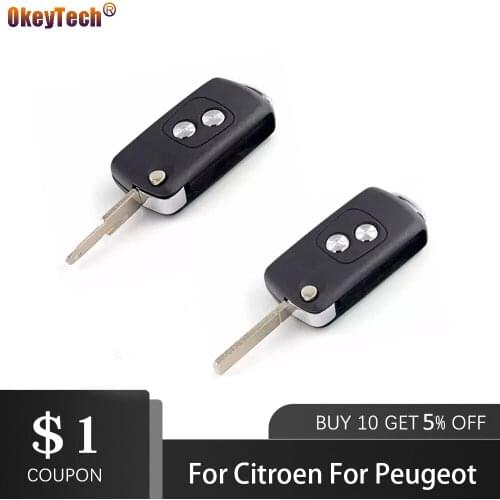OkeyTech 2Buttons Modified Flip Car Key Case Blank Shell For Citroen C1 C2 C3 Xsara Picasso Berlingo For Peugeot 206 306 307 406