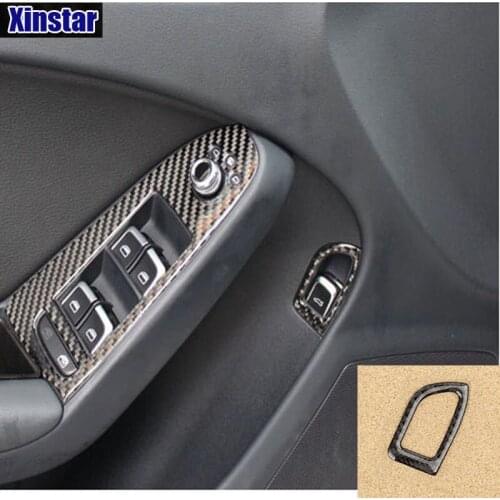 Carbon fiber car rear trunk button sticker Control Cover Trim Decoration sticker for 09-16 AUDI A4 A5