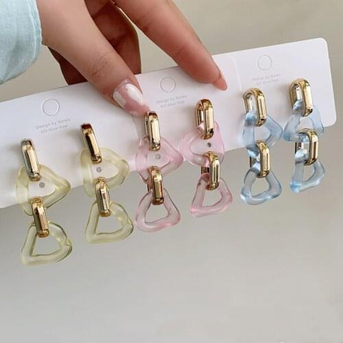 New Fashion Temperament Retro Geometric Triangle Chain Long Acrylic Earrings Jewelry for Women