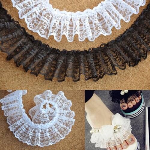 Clothes Flip Flops Accessories Black/White Lace Trim DIY Lace Fabric Width 4.5cm 5Yds/lot