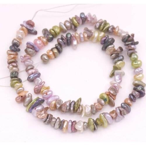 6mm-9mm Freeform Multi-Color Keshi Pearl Loose Beads 15" 4 Holes