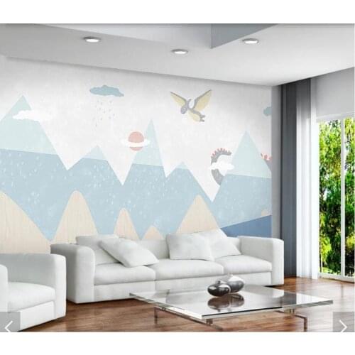 Hand Painting Carton Dinosaur Wallpaper Mural Kids Bedroom Wall Papers Roll Home Wall Decor Wall Murals Decals 3d Wall Paper