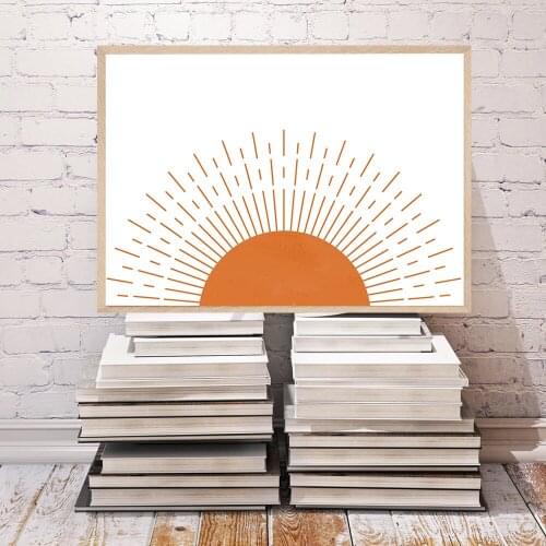 Modern Boho Style Abstract Sunshine Canvas Painting Poster Print Wall Art Picture for Living room Interior Home Decor NO FRAME