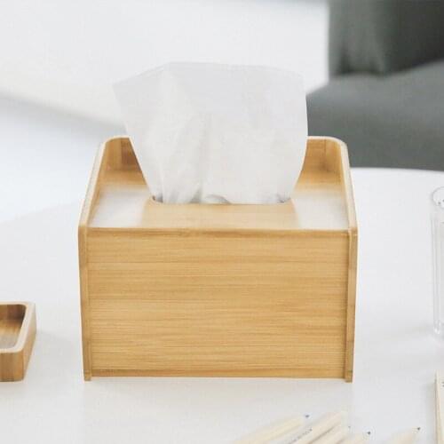 Modern Style Bamboo Tissue Box Creative Eco Natural Wood Seat Type Tissue Canister Removable Tissue Containers Home Table Decor